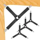 4 Pack Black Bed Sheet Straps Elastic Fitted Sheet Clips Bed Gripper for Corners
