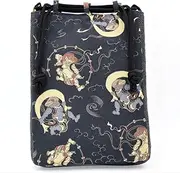 丸全(Maruzen) Maruzen Drawstring Bag with Gusset, Shingen Bag, Fujin Raijin, Made in Japan, Black, Approx. 11.0 x 7.9 x 1.6 inches (28