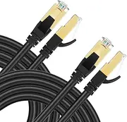 Yellow-Price Cat 8 Ethernet Cable 40Gbps 2000Mhz High Speed 26AWG Internet Wire Fast Network Cord Black RJ45 Shielded LAN Cable Compatible with PC Gaming PS4 PS5 Xbox Modem Router (3m, 2-Pack)