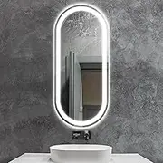 Oikiture Oval Bathroom LED Mirror 45 x 100cm Wall Mirror Makeup Vanity Mirror