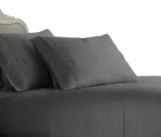 1200 Thread Count 100% Egyptian Cotton Bed Sheet Set OLYMPIC QUEEN Gray Stripe