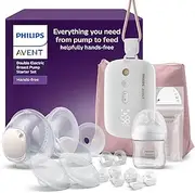 Philips Avent Hands-Free Breast Pump Starter Kit, Hospital Grade Motor Reflects Baby's Drinking Rhythm, Up to 85 Pumping Movements Per Minute, Model SCD553/11