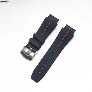 （百搭錶帶）適配勞力士水鬼王deepsea 橡膠錶帶柔軟防塵優質矽膠錶鏈21mm黑色