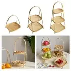 1Pcs 1/2/3 Layer Storage Basket for Kitchen Standing Tray Bamboo Woven Basket