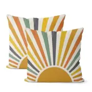 Summer Pillow Covers 16x16 Inch 2 Pcs Boho 16" x 16" (Pack of 2) Boho Sun 01
