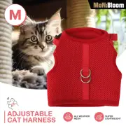 Breathable Mesh Cat Pet Harness Adjustable Escape Proof Jacket Chest Red Vest