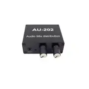 Stereo Audio Mixer Distributor 2 In 2 Out for Headphone Amp Speakers AU-202