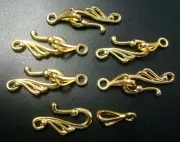 6 Hook & eye clasp sets for necklace bracelets anklets Bright gold plated fpc243