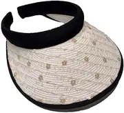 [HAMKVBPR] Women Visor Hat Temperament Hairband Hollow Top Beach Style Straw Cap Summer Outdoor