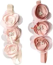 ANDRESLAD 2pcs Floral Headband Adorable Light Dark Pink Hair Accessories for Birthdays Showers and Photography
