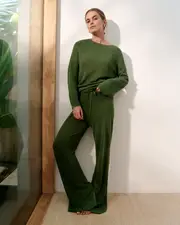 Linen Knit Set in Olive