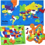 Interactive World Map Puzzle with Flags & Capitals for Kids 5-13 - 83 Pieces