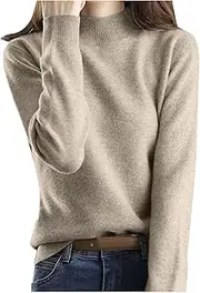 Womens Sweater Half Turtleneck Long Sleeve Bottoming Tshirt Warm Soft Knitted Lightweight Solid Color Pullover Tops