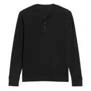 Old Navy Waffle Henley T-Shirt in Black, Size L