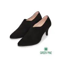 在飛比找Yahoo奇摩購物中心優惠-GREEN PINE經典尖頭優雅絨料細跟踝靴黑色(00708