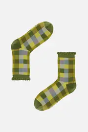Olive Maxine Check Socks