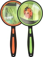 Lighted Magnifying Glass 10X + 5X Double Lens Set High Power Handheld Magnifier Glasses with Led Light for Reading Coins Stamps Jewelry Inspection Perfect for Macular Degeneration Seniors