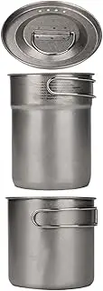 Camping Cookware Pot | 2X Camping Cooking Pot in Stainless Steel | Outside Survival Equipment, Portable Meal Prep Tool for Yard, Backpacking, Hiking, Mountaineering