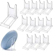 12 pack Clear Acrylic Plate Stands - Plastic Display Holders & Mini Easels for Pictures or Plates - Ideal for Home, Office, Festival & Party Decor