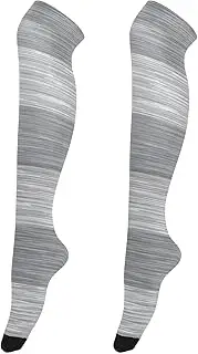 [Joitme] Textured Stripes Gray High Socks Women, Soft and Lightweight, over the Knee Stockings for Women, Textured Stripes Gray
