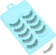 TOVINANNA 5 Pairs Fake Eyelashes Short False Eyelashes Artificial Eyelashes Reusable Natural Look Lashes Mascara Reusable Eyelashes False Eyelashes Magnetic Goth Wands Makeup Eyelashes Black