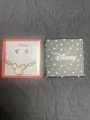 Disney Mickey Mouse 7” + 1” Bracelet & Earring Bling Set NIB Gift Girls Fan Cute
