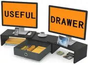 Dual Monitor Stand Riser with Drawer Adjustable Length and Angle Monitor 2 So...