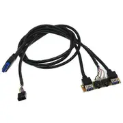 60cm Front Case Panel USB3.0+USB3.0+HD Audio Jack Ports I/O Board+Internal Wire USB bezel line DIY case extension line Black