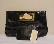 Michael Kors Black Monogram Berkeley Clutch Purse With Wristlet