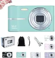 Aura Cam - 2000's Aesthetic Digital Camera, 50MP Camera, HD 1080P Portable Small Cameras, 16X Zoom Anti Shake, Autofocus, Compact Retro Style Vlogging Camera for Teens and Beginners(Green)