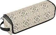 [sanluoli] 2-in-1 Curling Iron Travel Case with Removable Heat Resistant Mat Large Capacity Hair Tool Organizer Retro Boho Tribe Ethic Light Color Travel Bag for Women