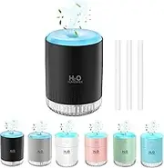 Rechargeable Mini Humidifier with 7 Color Light, Small Personal Desktop Humidifier for Baby Bedroom, Office, Nursery, Travel with Auto Shut-Off, Super Quiet (Black)