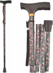 Adjustable Walking Cane Wooden Handle Foldable 30cm Aluminum Frame 120kg 82-92cm
