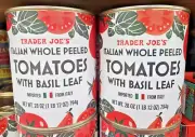 Trader Joe's Italian Whole Peeled Tomatoes with Basil Leaf 28oz 794g (2 Cans)