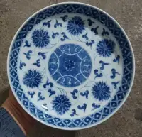 在飛比找Yahoo!奇摩拍賣優惠-大清光緒年制青花纏枝蓮紋陶瓷盤子