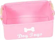 Ipetboom Dog Toy Storage Holder Felt Pet Toy Organizer Large Pink Storage Box Home Dorm Storage