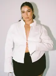 Belshaw Lace Up Back Shirt Ivory Curve