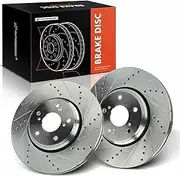 A-Premium 12.28 inch (312mm) Front Drilled and Slotted Disc Brake Rotors Compatible with Select Honda and Acura Models - Civic 2017-2020, Accord 2016-2017, ILX 2017-2022, 2-PC Set