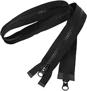 GRADENEVE Double Pull Zippers for DIY Coats Jackets Repair 70cm Black Resin Zipper Wide Application Precision Engineering