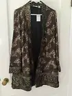 Chico's Animal Print Shine Patchwork Duster Jacket Black Gold Sz - 1 NWT