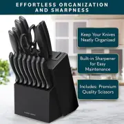 Home Hero Kitchen Knife 16pc Stainless Steel Build-in Sharpener/Quality Scissors