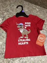 VALENTINES DAY BOYS NWT 12M RED DINOSAUR TSHIRT TEE DINO MITE AT STEALING HEARTS