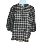 Barbour Lorelie Praline Gingham Plaid Popover Peasant Shirt Womens Size 14 New