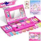 Kids Makeup Kit for Girl Princess Real Washable Cosmetic Toy Beauty Set with Mir