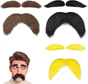 Pack of 3 Mustache for Gluing, Beard for Gluing, Fake Beard for Gluing, Artificial Eyebrows, Costume Accessories, Funny Beards for Gluing, Party, Cosplay, Moustache, Carnival