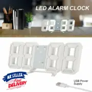 White Wall Clock Clock Calendar 3D Modern LED Digital Alarm Temperature