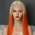 Blonde to Orange Ombre Wig Straight Long Wigs Lace Front Wigs Cosplay Party Wigs