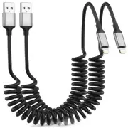 2 Pack 3FT USB Coiled Fast Charging Cable Data Syncing Cord for iPhone