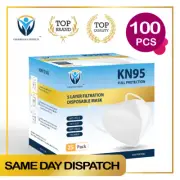 100Pcs KN95 N95 Disposable Face Mask Respirator Protective Masks 5 Layers-White