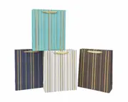 bulk 24 Foiled Stripes Bottle Gift Bag 12x36cm